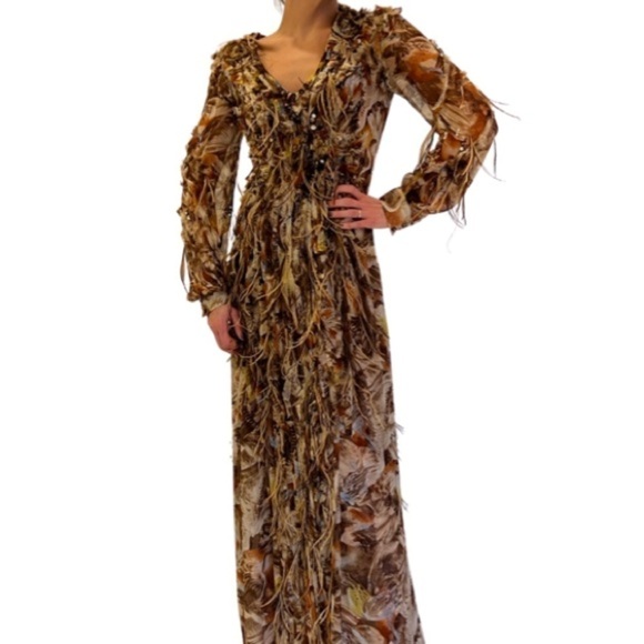 Carolina Herrera Black tie Gown with feather and crystal embellished - Picture 9 of 16